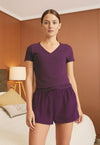 Women's V-Neck Tee + PJ Shorts Set in Modal/Cotton Blend