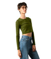 Women's Long Sleeve Crop Tee in Cotton/Modal Blend