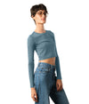 Women's Long Sleeve Crop Tee in Cotton/Modal Blend