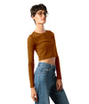 Women's Long Sleeve Crop Tee in Cotton/Modal Blend