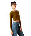 Women's Long Sleeve Crop Tee in Cotton/Modal Blend