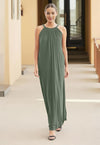 Modal/Cotton Maxi Dress with Halter Bow Tie