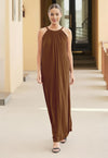 Modal/Cotton Maxi Dress with Halter Bow Tie