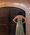 Modal/Cotton Maxi Dress with Halter Bow Tie