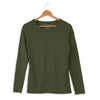 Olive slub women's fitted long-sleeve tee