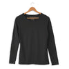 Black slub women's fitted long-sleeve tee