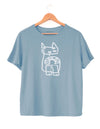 Azure women's t-shirt with cat design